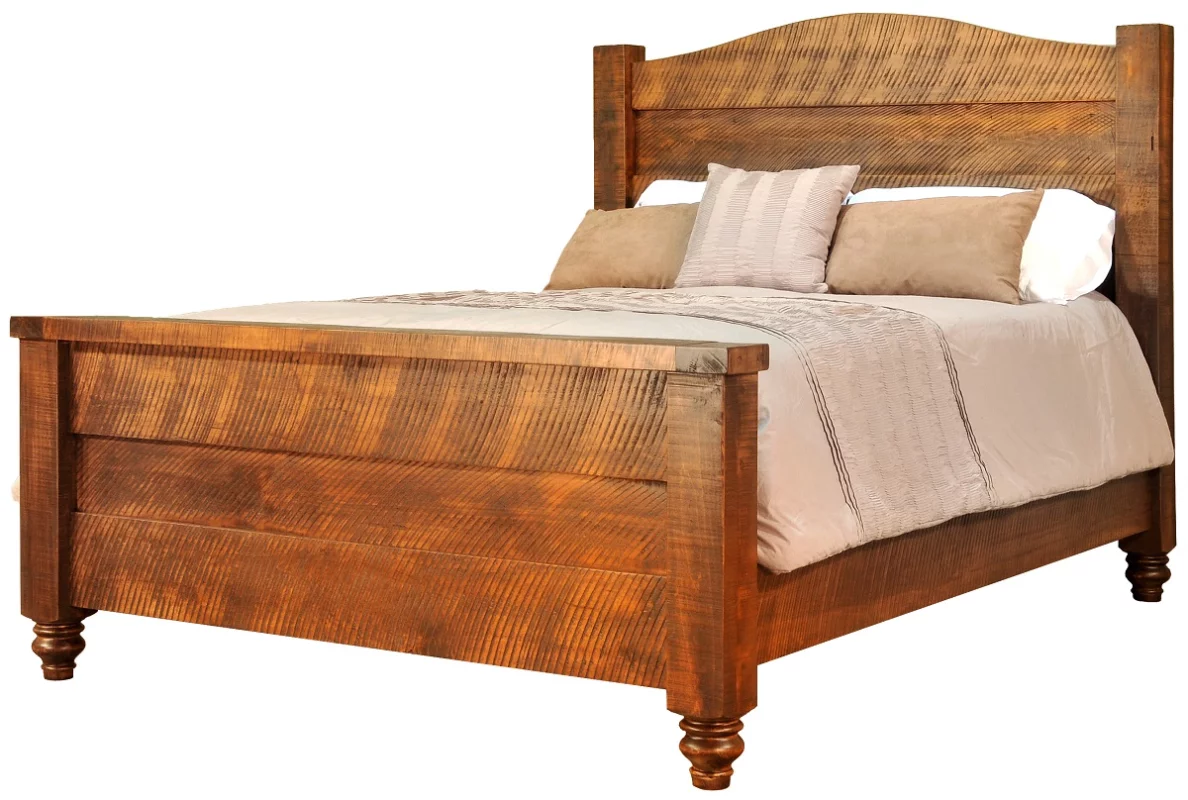 Amish-made bayberry bed frame with rustic wood and farmhouse style