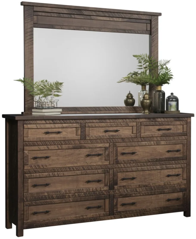 Boxi Rustic Mirrored Dresser