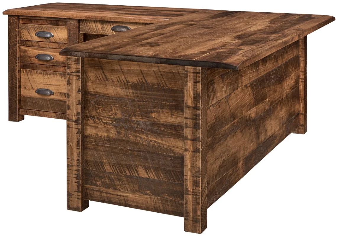 Brodnax Rustic L-Desk with Hutch - Countryside Amish Furniture
