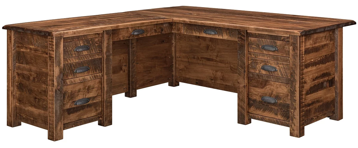 Brodnax Rustic L-Desk with Hutch - Countryside Amish Furniture