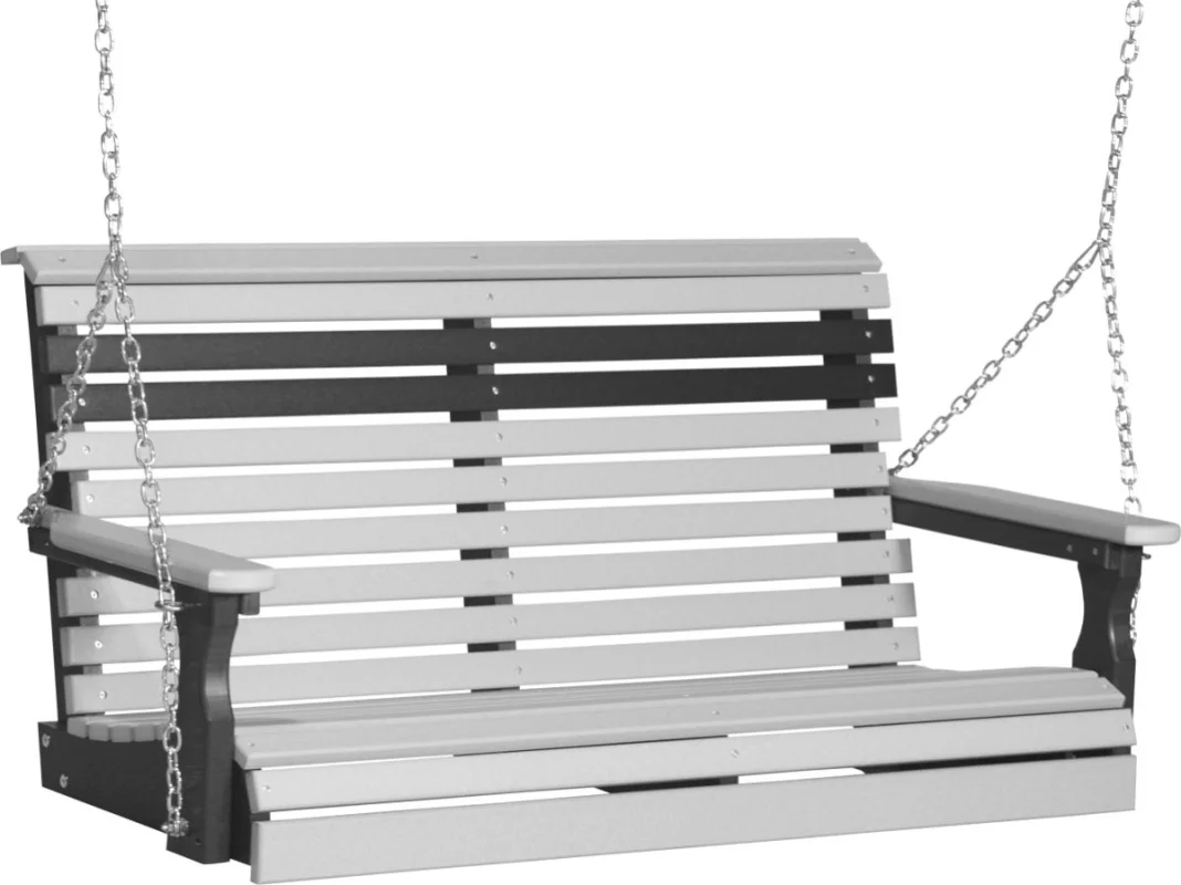 Dove Gray and Black Cape Lookout Porch Swing