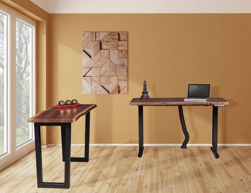 Chadron Live Edge Writing Desk and Adjustable Desk