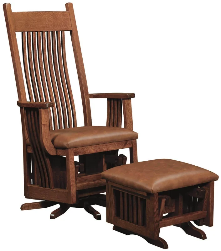 Deltana Wooden Swivel Glider and Ottoman