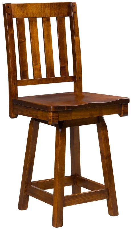 Hotchkiss Swivel Barstool in Brown Maple