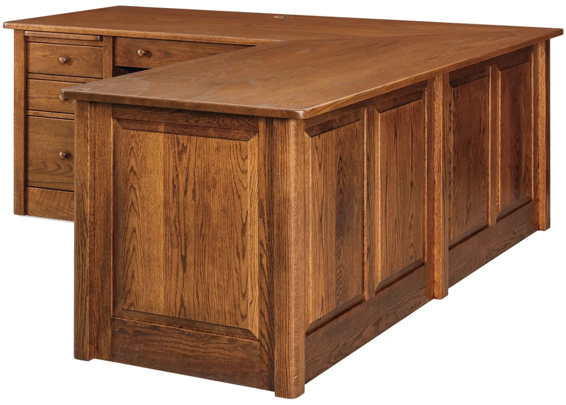 Oak L-Shaped Computer Desk