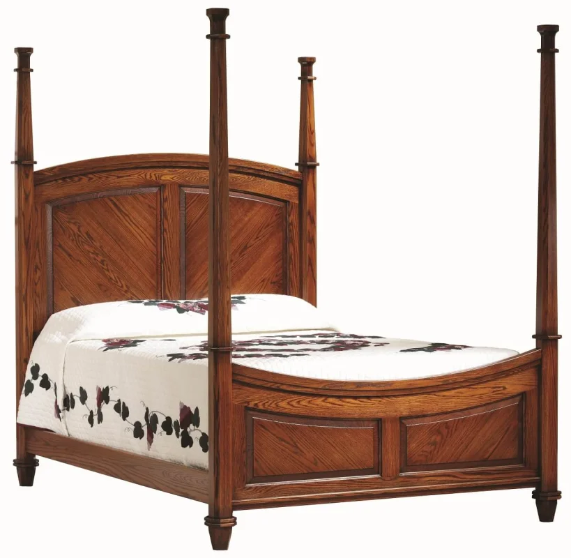 Middleton Poster Bed With Wood Carvings - Amish-Made - shown in oak