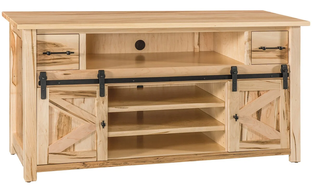 Natural Hardwood Rustic TV Console