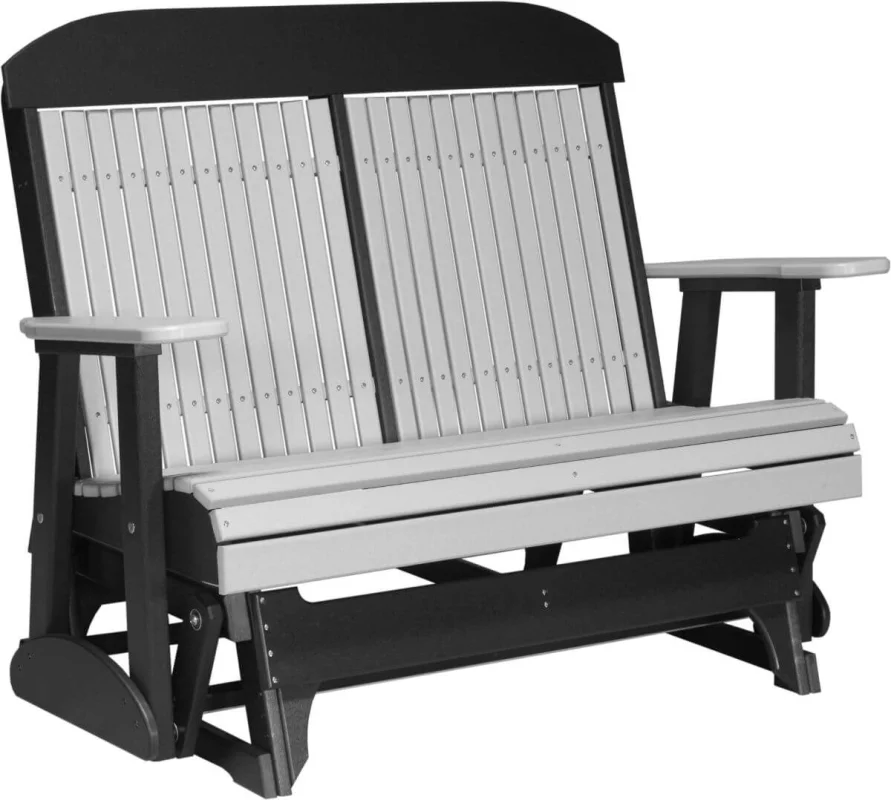 Dove Gray and Black Stockton Outdoor Glider Bench