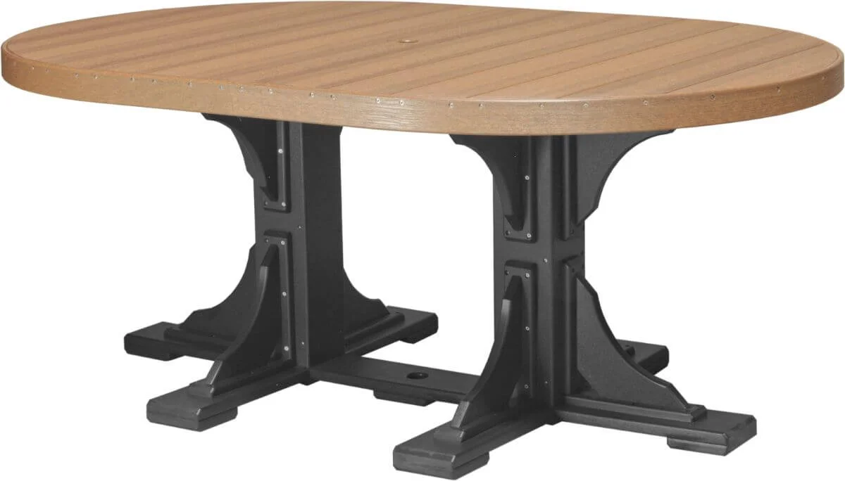 Antique Mahogany and Black Stockton Outdoor Oval Dining Table