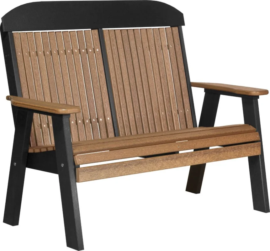 Antique Mahogany and Black Stockton Patio Bench