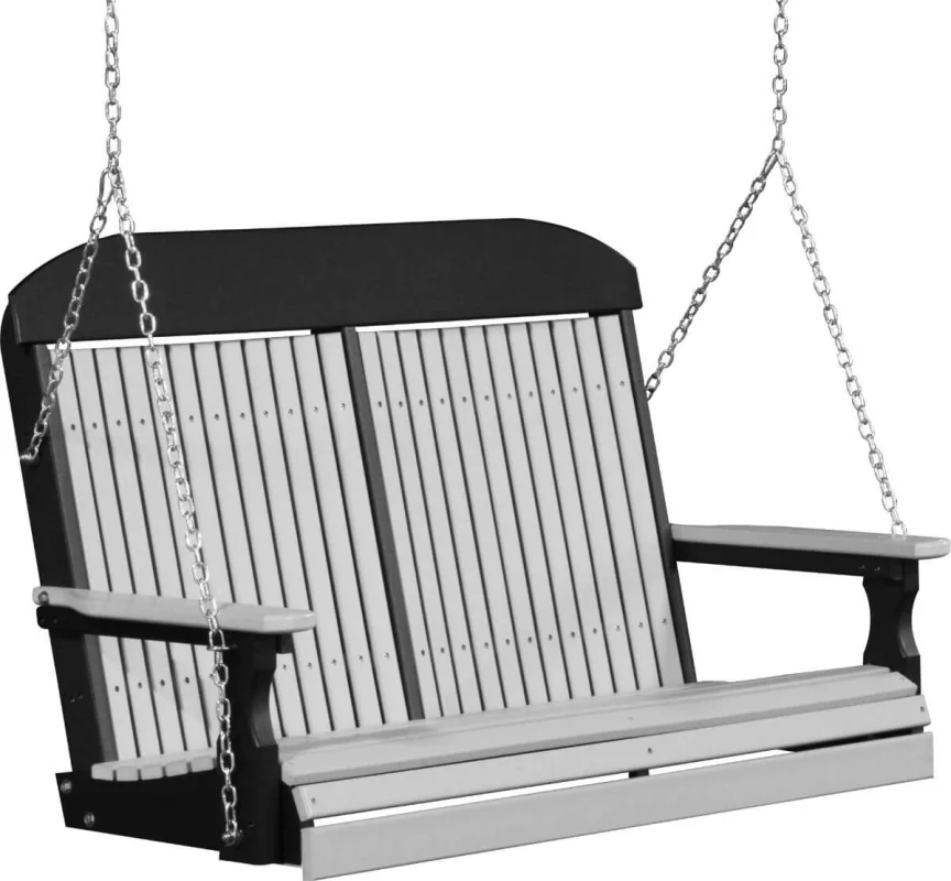 Dove Gray and Black Stockton Porch Swing