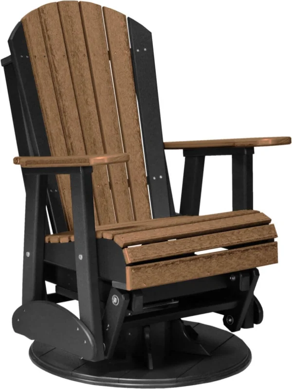 Antique Mahogany and Black Tahiti Outdoor Swivel Glider