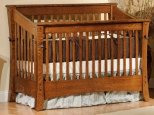 Rosewood Slat Crib shown in Brown Maple with Devonshire finish.