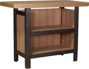 Antique Mahogany and Black Arashi Outdoor Serving Bar