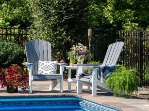 Rustic Gray and White Adirondack Chairs