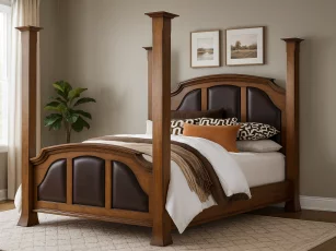 Solid Wood Four-Post Bed