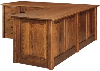 Oak L-Shaped Computer Desk