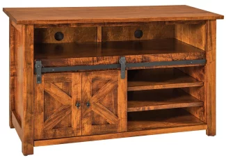 Barn Door TV Console with Shelves