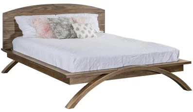 Oviedo Platform Bed With Curved Legs - Mid-Century Style - shown in walnut