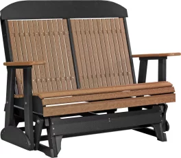 Antique Mahogany and Black Stockton Outdoor Glider Bench