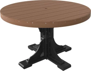 Antique Mahogany and Black Stockton Outdoor Single Pedestal Table