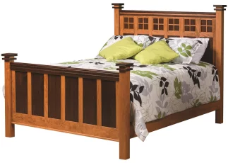 Sugar Creek Two Tone Bed With Solid Wood - shown in rustic cherry wood