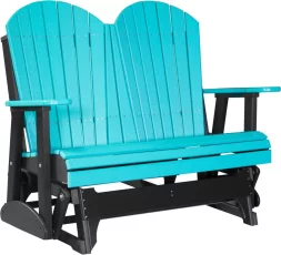 Aruba Blue and Black Tahiti Loveseat Patio Glider