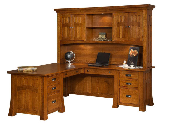 Mission Canyon Executive L-Shaped Desk with Hutch