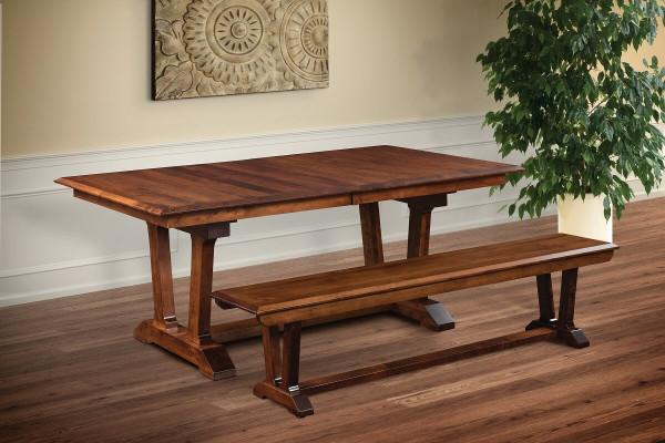 Brazoria Double Pedestal Table and Bench