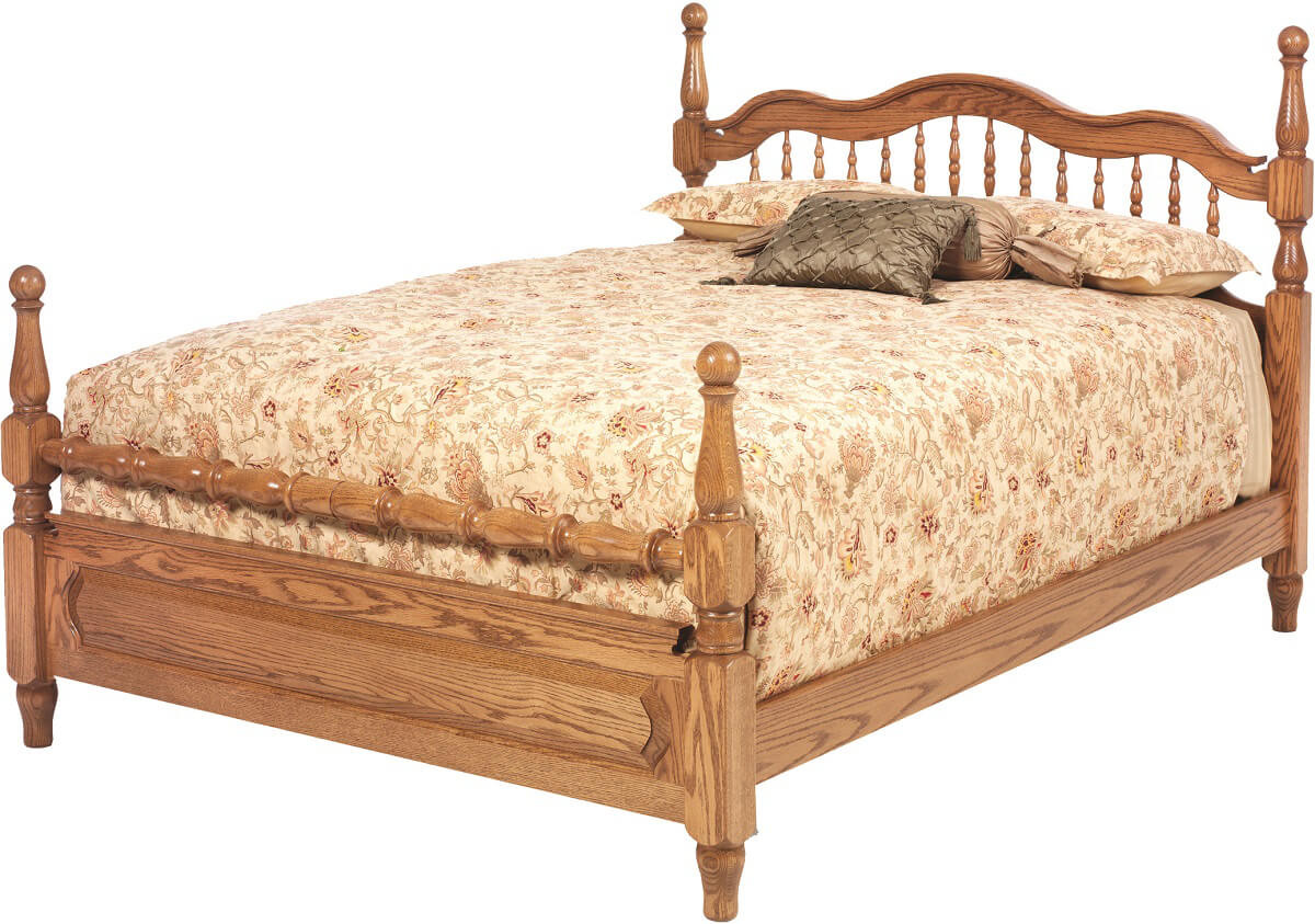 Cambridge Wooden Cannonball Bed in Solid Oak
