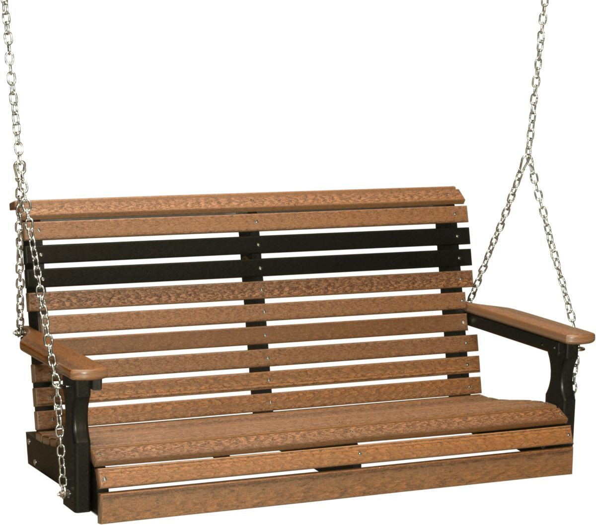 Antique Mahogany and Black Cape Lookout Porch Swing