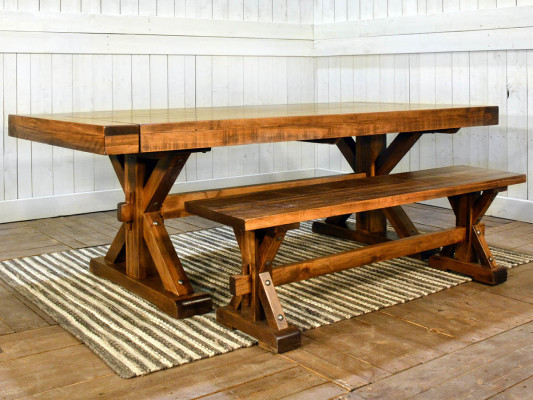 Rustic Trestle Table and Bench