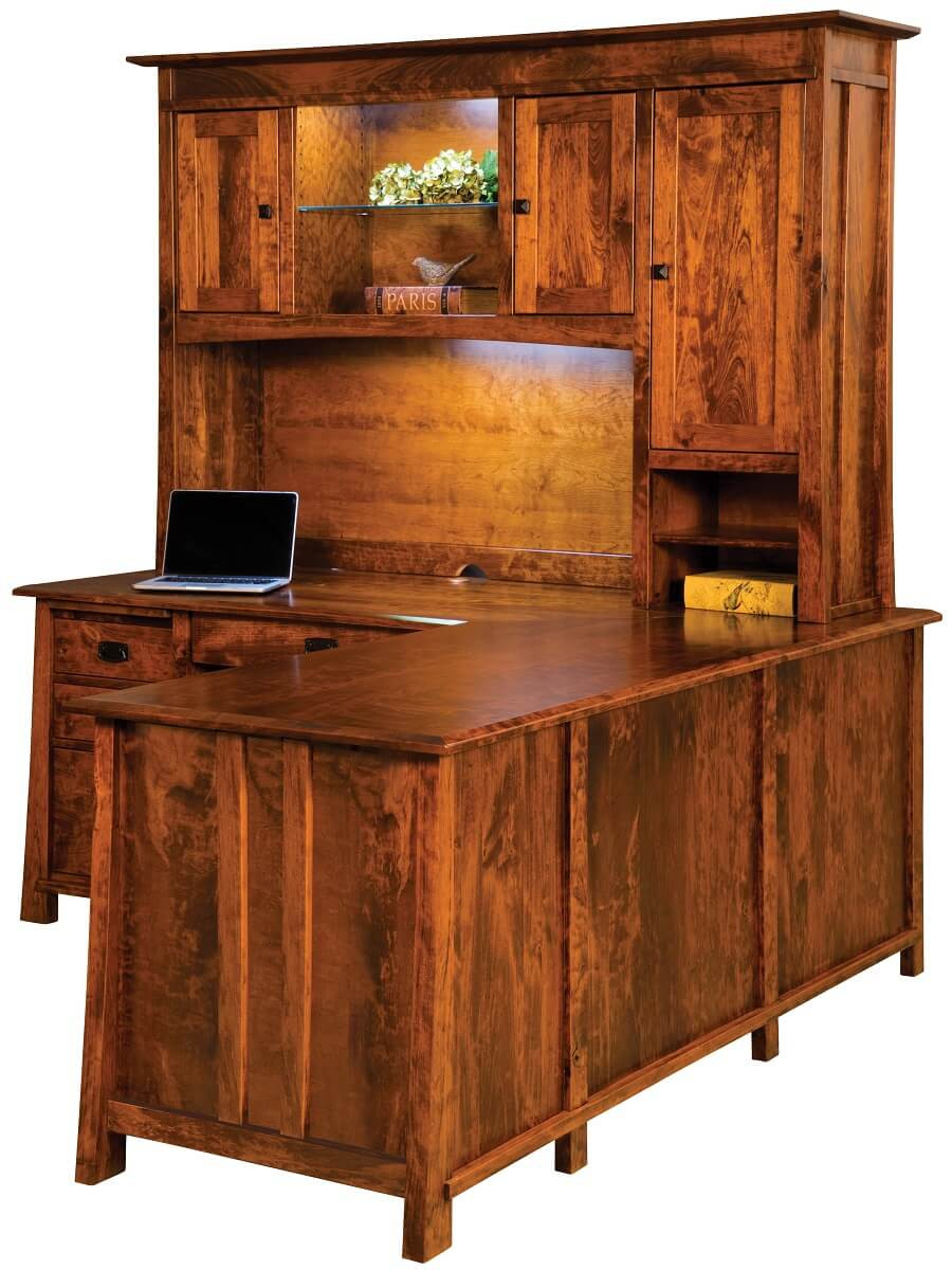 Amish Flat Top Computer Desk with Hutch Top 48
