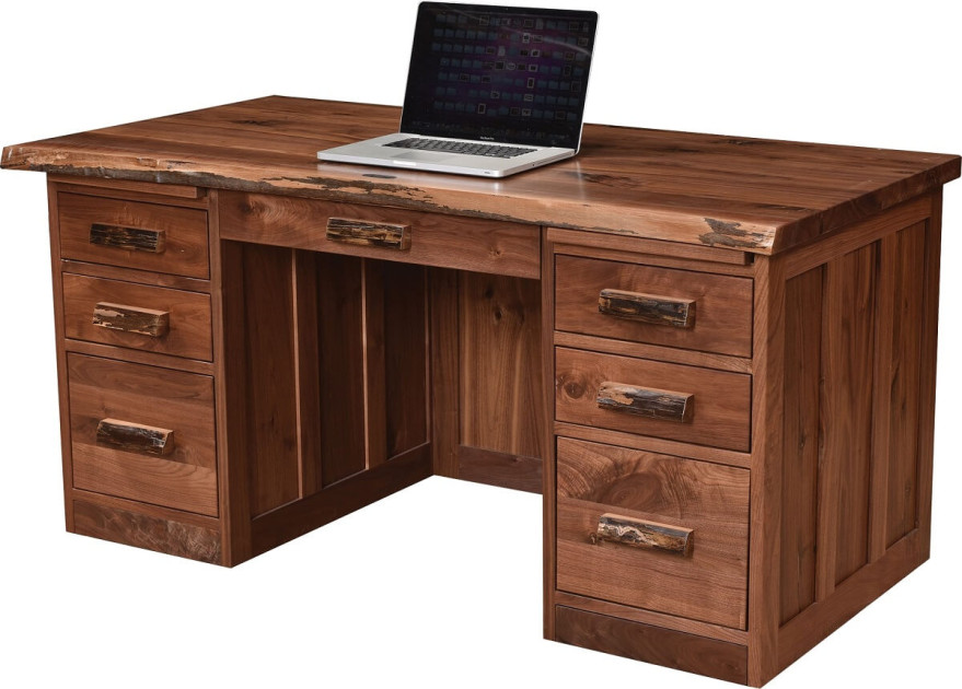 62 Inch Desk in Rustic Walnut