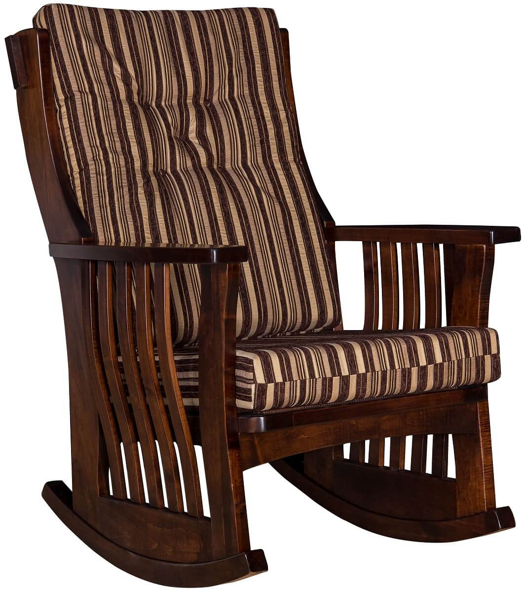 Brown Maple Rocking Chair with Cushions