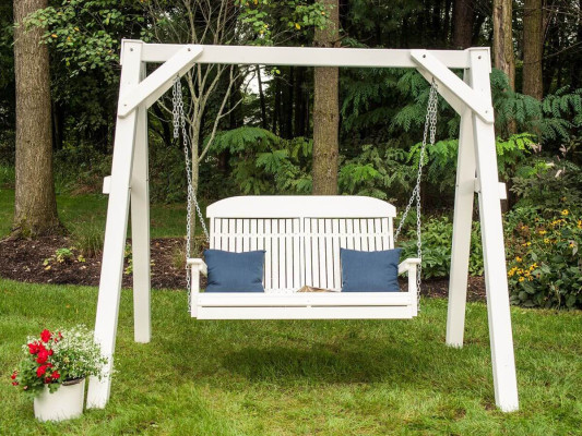 Stockton Porch Swing and White A-Frame