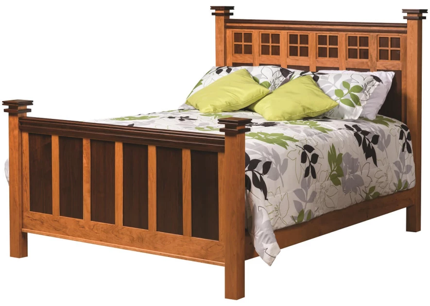 Sugar Creek Two Tone Bed With Solid Wood - shown in rustic cherry wood