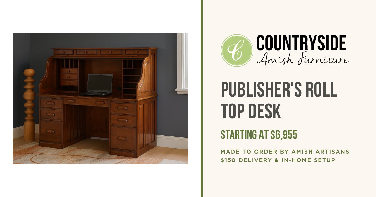 スペイン製 romero llopis ロールトップデスク コンソールデスク Publishers Computer Roll Top Desk - Countryside Amish Furniture