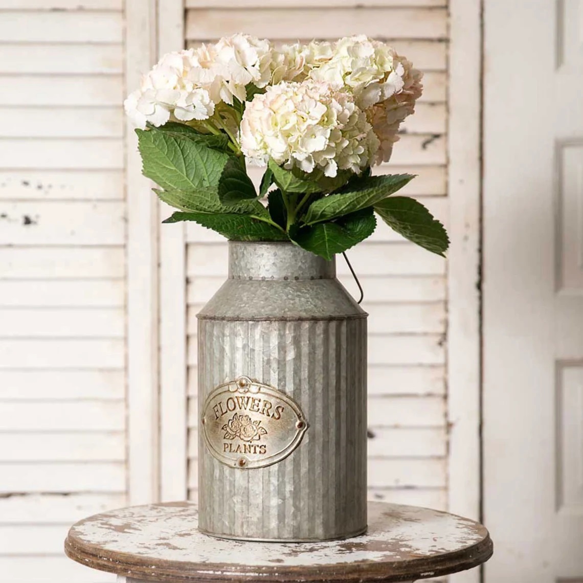 Farmhouse Chic Flowers and Plants Can with Handle